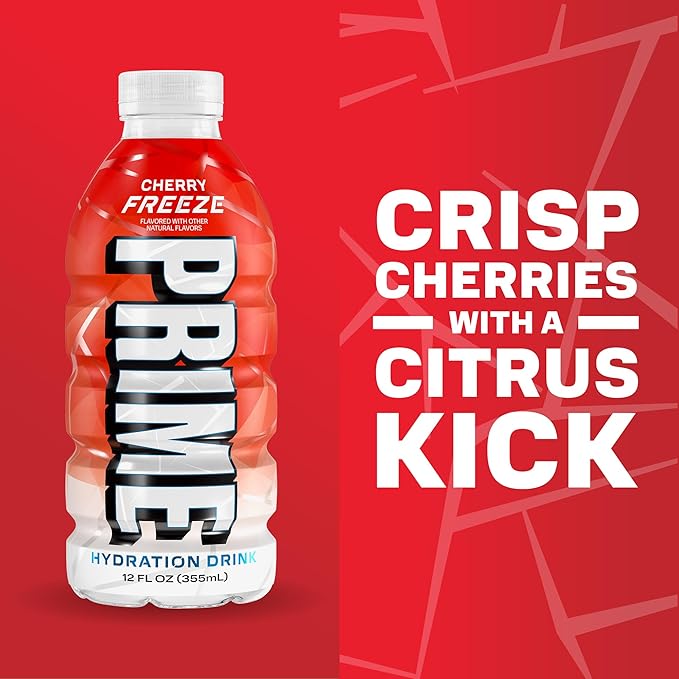 PRIME HYDRATION Berry Freeze Cherry Freeze &amp Ice Pop Sports Drinks 12 Fl Oz 15 Variety Pack &amp PRIME 32 oz Blue Squeeze Sports Water Bottles 12 Pack Bundle