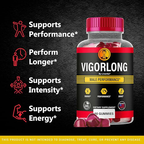 (2 Pack) Vigorlong Gummies - Official VigorLongGummies for Men Premium Natural Support Vigorlong Gummy Maximum Energy Advanced Support Formula for Overall Health &amp Wellness 120 Gummies for 2 Mon