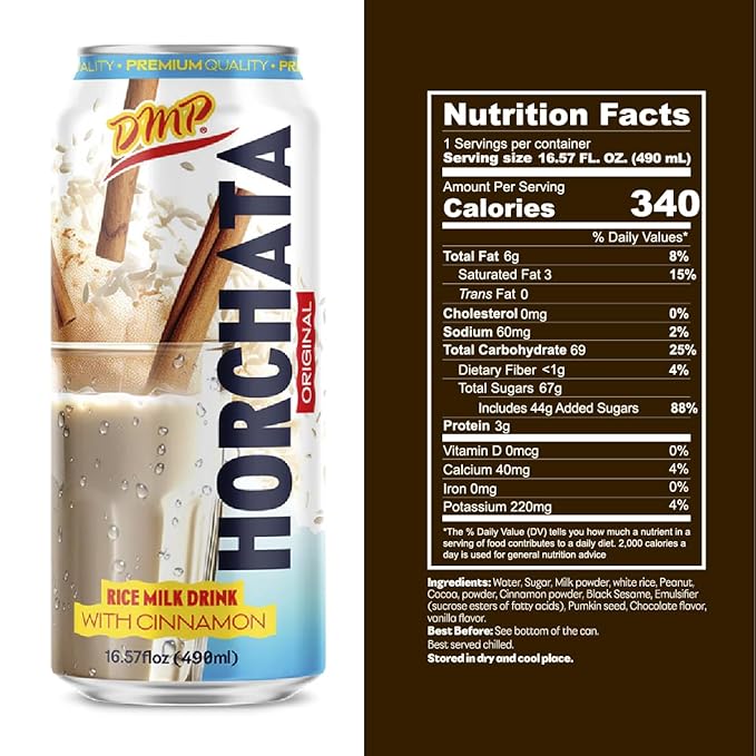 De Mi Pais Horchata Rice Milk Drink with Real Cinnamon Pieces Made with Real Ingredients for a Creamy Authentic Taste Shake Well for a Refreshing Beverage Perfect for Groceries 16.57 Fl Oz 12-Pa