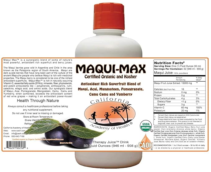 Maqui Max - Organic Maqui Juice Blend from CAOH® (1-32 oz Bottle)