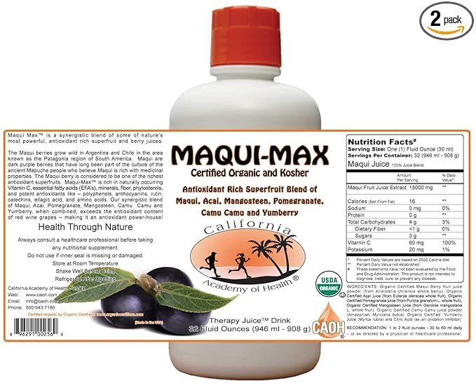 Maqui Max - Organic Maqui Juice Blend from CAOH® (2-32 oz Bottles)