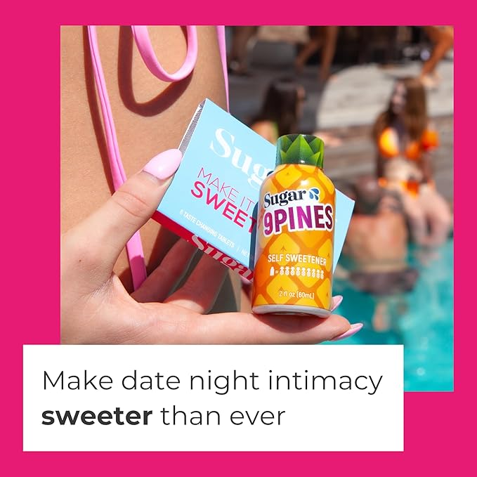 Sugar Splash Taste Sweeter Down There - 2 Taste Changing Tablets 2 9Pines Pineapple Shots &amp 1 DEEP Gag Suppressing Sucker Date Night Pack - Body Fluid Sweetener and Flavor Enhancer