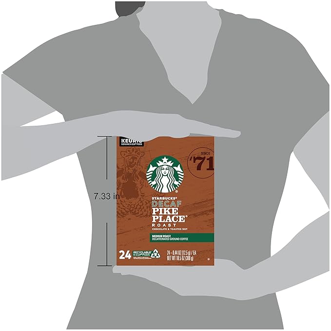 Starbucks Decaf Coffee K-Cup Pods Pike Place 24 CT (Pack of 2)