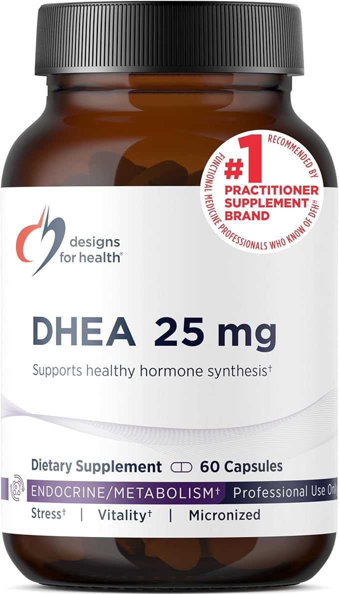 Designs for Health DHEA 25mg - DHEA Supplement for Men + Women - Supplement to Help Support Healthy Aging Muscle Integrity Energy + Hormonal Synthesis - Non-GMO (60 Capsules)