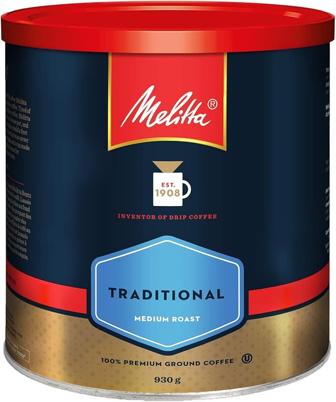 MELITTA Traditional Medium Roast Coffee Ground Coffee 100% Arabica Coffee Beans Premium Coffee Kosher Certified 930 g