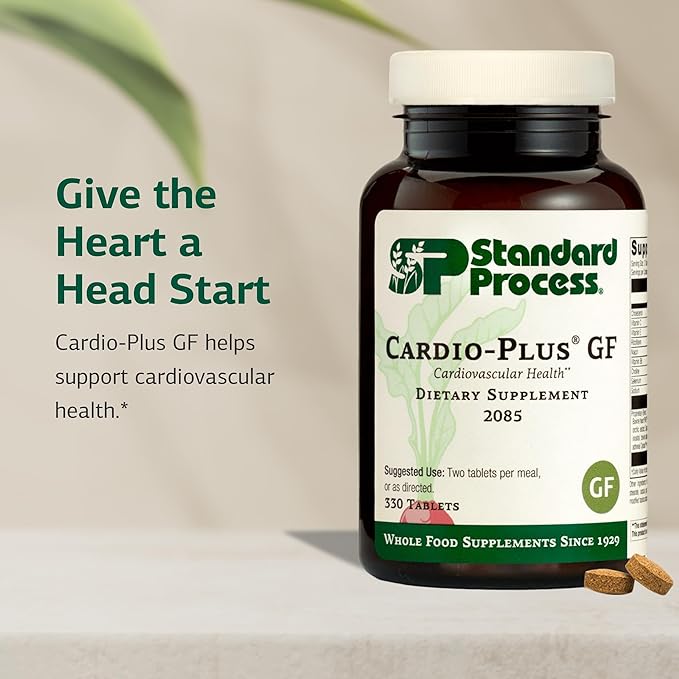 Standard Process Cardio-Plus GF - Supports Heart Health &amp Circulation - Cardiovascular Support with Vitamins B6 C &amp E - Includes Niacin &amp Selenium - Gluten-Free Non-Dairy &amp Non-Soy -