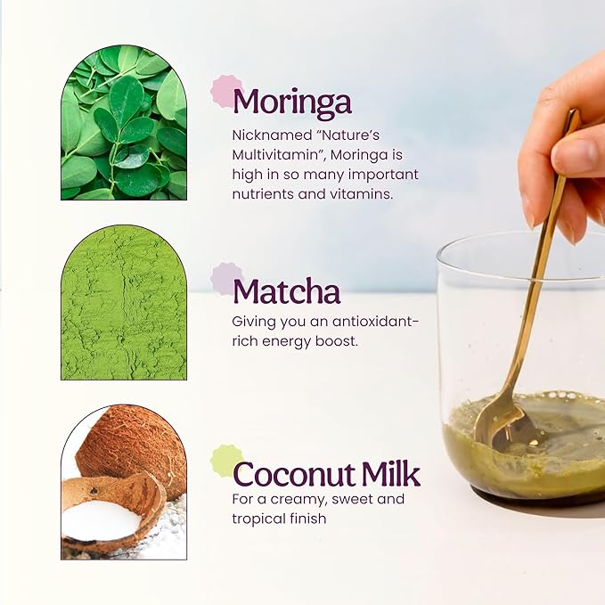 Blume Superfoods Latte - Matcha Powder with Coconut Natural Caffeine L-Theanine All Day Energy &amp Focus Sugar-Free Moringa Vegan Organic Matcha Latte from Shizuoka Japan Green Tea - 25 Serv