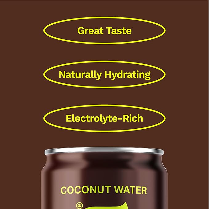 Coaqua Espresso’d Coconut Water (12 pack) Natural Caffeine Energy Drink with Electrolytes for Hydration &amp Focus – Zero Fat Gluten-Free Coconut Water with Espresso - 12 fl oz Cans