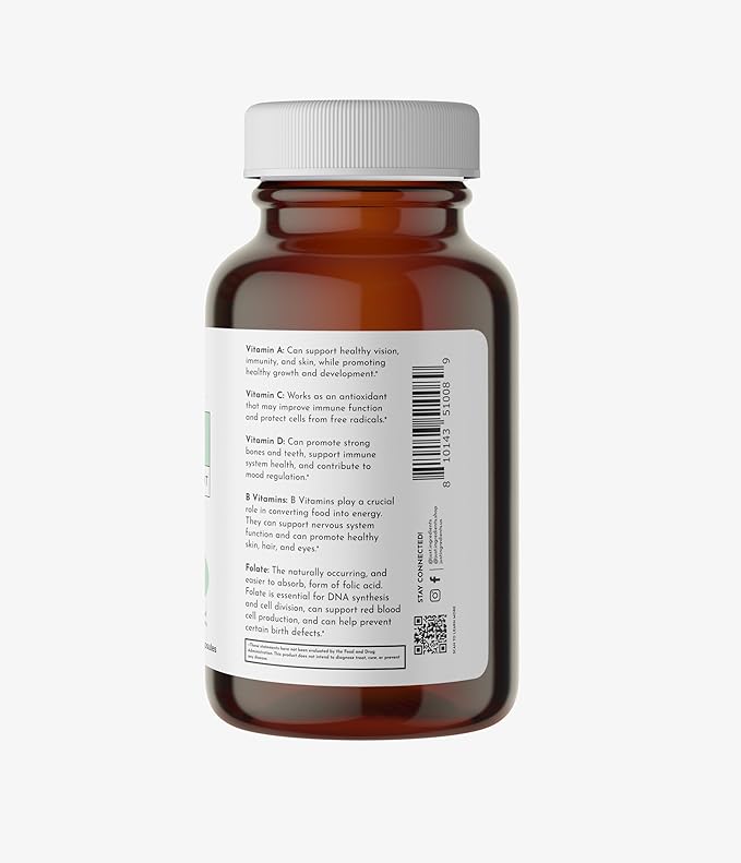 JUST INGREDIENTS Multivitamin Supplement - Plant-Based Vegetarian Muscle Growth - 60 Capsules