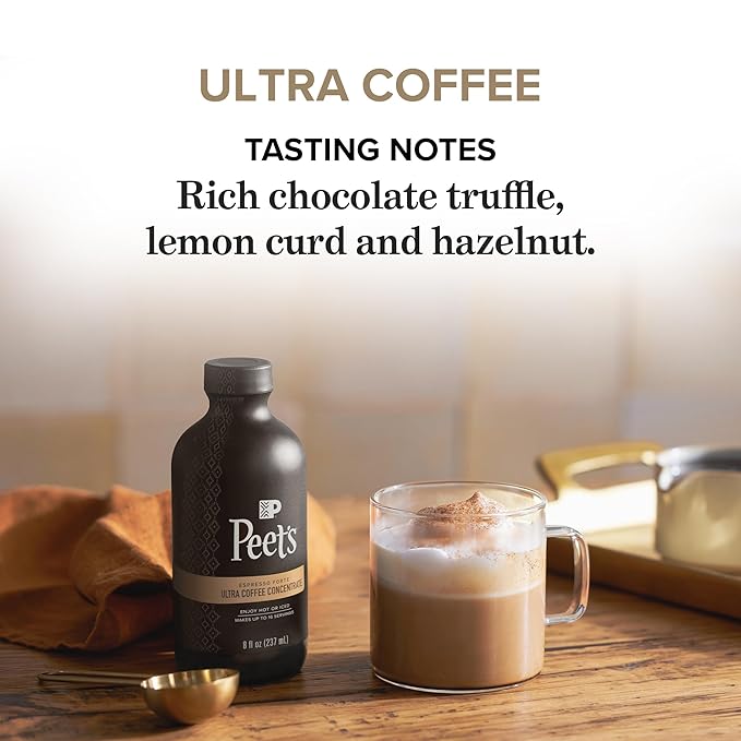 Peet's Coffee Ultra Coffee Concentrate Instant Hot Cold Brew or Iced Coffee 100% Arabica Coffee - Espresso Forte 8 Fluid Ounce Bottle (16 Servings)