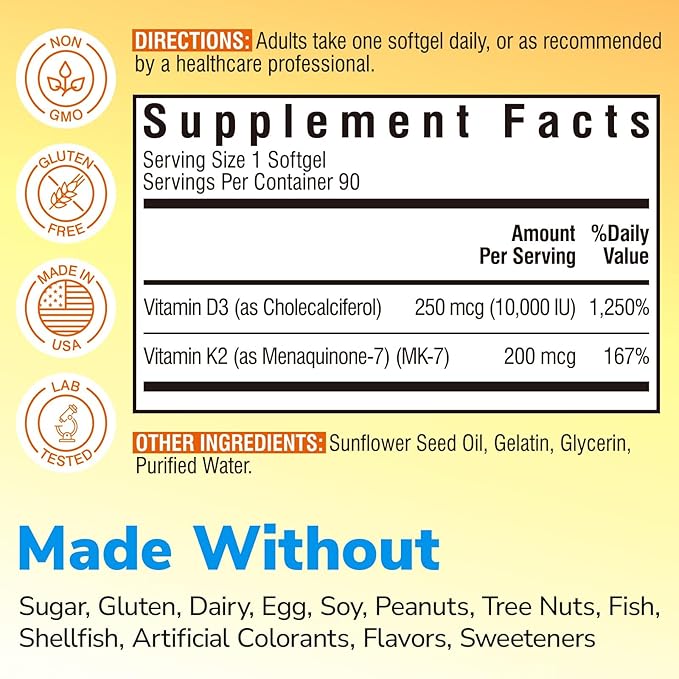 Multi Collagen Peptides Powder 8oz &amp Vitamin D3 K2 10000 IU