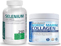 Bronson Marine Collagen Peptides Hydrolyzed Protein Powder 100% Wild Caught Nordic Cod + Selenium 200 Mcg for Immune System Thyroid Prostate and Heart Health