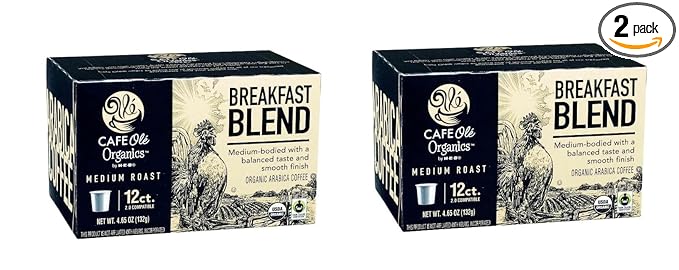 Cafe Ole HEB Single Serve Coffee Pods 12 count - 2 boxes (Breakfast Blend)