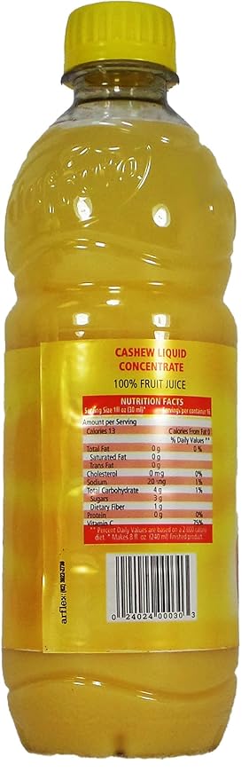 Dafruta Cashew Juice Concentrate - 16.9 FL.Oz | Suco Concentrado Dafruta Sabor Caju - 500ml - (PACK OF 02)