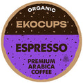 EKOCUPS Organic Espresso Coffee Pods Extra 30% More Coffee Per Cup Fair Trade Dark Roast Coffee Pods Espresso Roast for Keurig K Cup Machines Recyclable Pods 80 Count