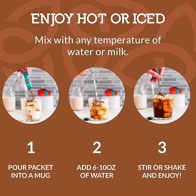 Cusa Tea &amp Coffee Dirty Chai Cold Brew. Premium Instant Coffee Rainforest Alliance Certified Arabica Beans. Drink Mix Packets Ready in Seconds Makes Hot or Iced Coffee (30 Servings)