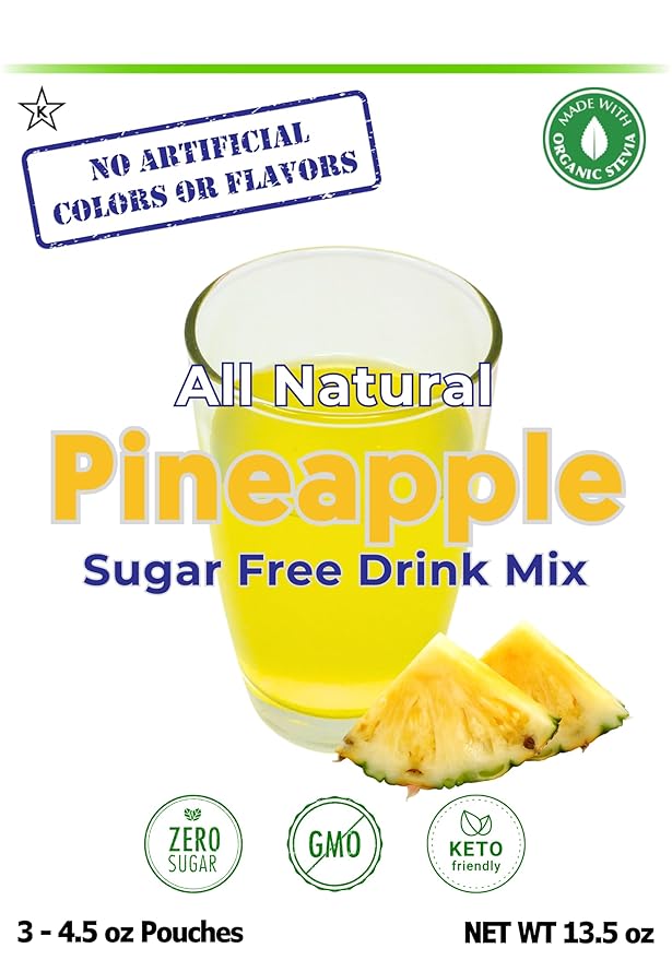 GramZero All Natural Pineapple Zero Calorie Sugar Free Drink Mix Great For Nutrition Club Loaded Tea Stevia Sweetened