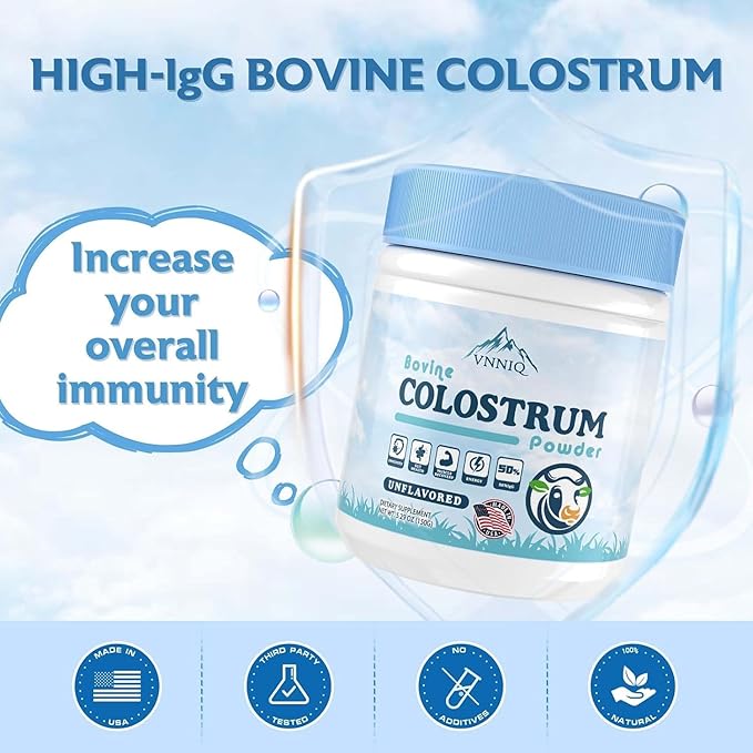 Bovine Colostrum Powder Supplements 3000mg IgG Grass-Fed Orgainc Freeze Dried Colostrum for Women &amp Men | Supports Gut Health Hair Health Immune Defense &amp Muscle Recovery Unflavored 50 S