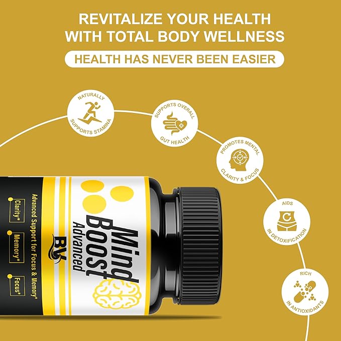 BLUE VIBE Mind Boost Premium Health &amp Wellness Nootropic Supplement MindBoost Advanced All Natural Health Management &amp Overall Wellness Support Supplement Formula Pills (5 Pack - 300 Capsules