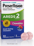 PreserVision AREDS 2 Eye Vitamins #1 Eye Doctor Recommended Brand Chewable Lutein and Zeaxanthin Supplement with Vitamin C Vitamin EZinc and Copper Mixed Berry 60 Tablets