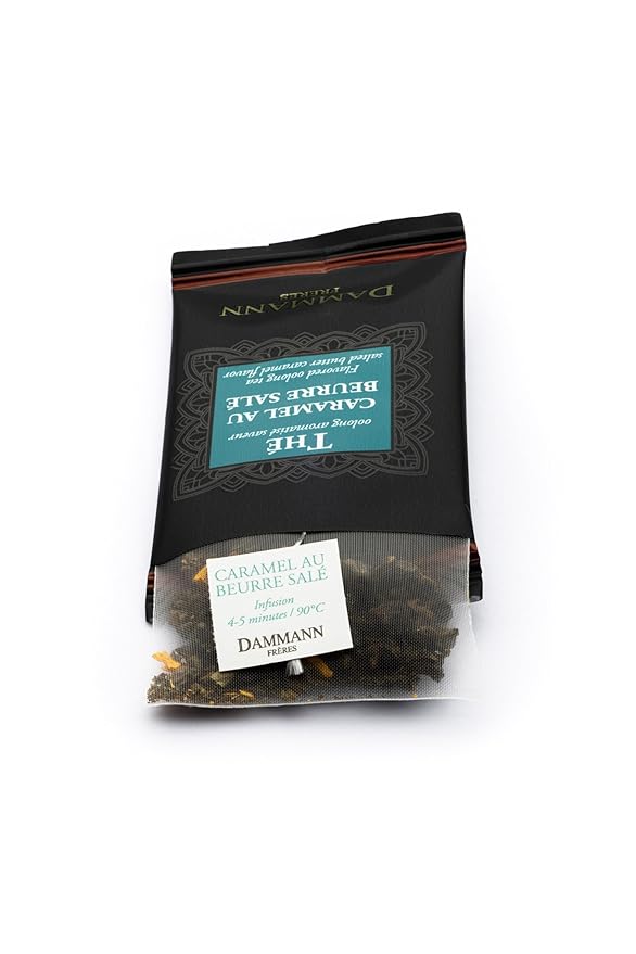 Dammann Freres Sachets Caramel au Beurre Oolong Black Tea Bags Premium Gourmet French Tea Individually Wrapped 24 Count (Single Pack)