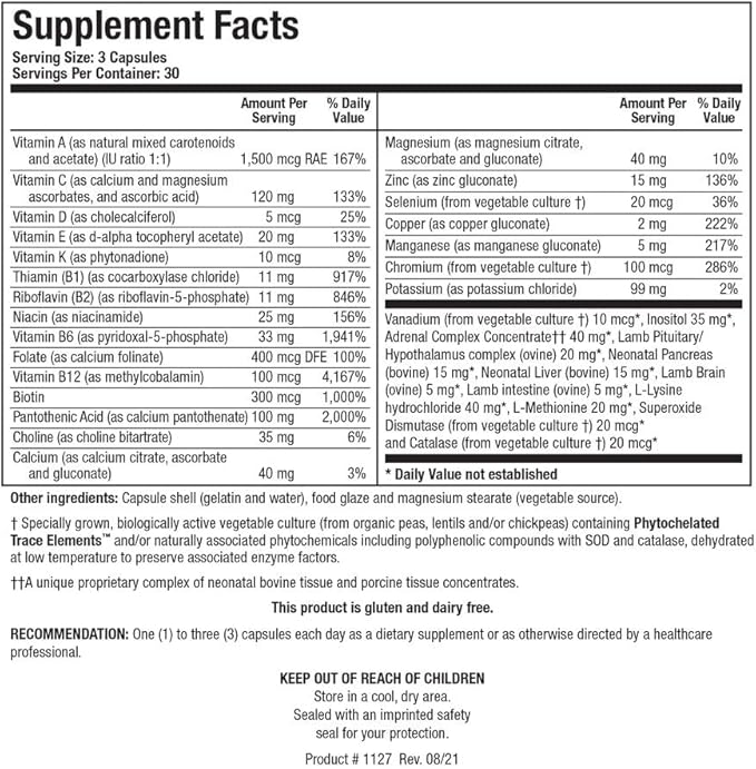 Biotics Research Bio Glycozyme Forte Multivitamin for Glycolytic Support Vanadium Zinc Chromium Manganese Inositol Catalase Healthy Metabolism and Homocysteine 90 Capsules