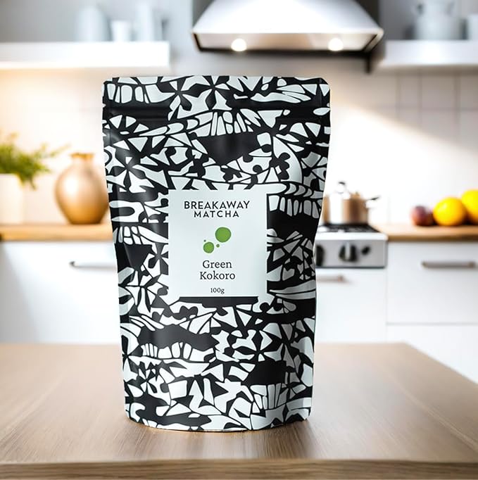 Breakaway Matcha: Genmaicha Green Tea With Toasted Brown Rice &amp Matcha - Green Kokoro - Low Caffiene - 100g (20 Servings) - Made in Japan