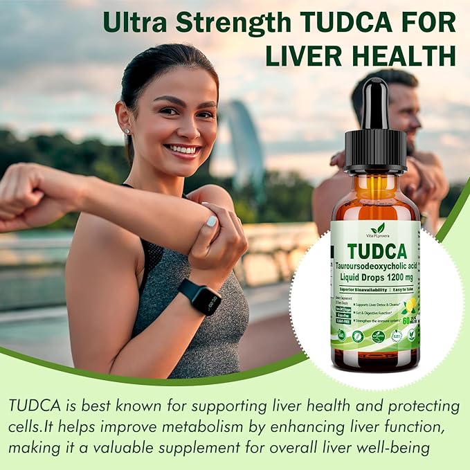 2 Pack Pure TUDCA Bile Salts Liquid Drops 1200mg (Tauroursodeoxycholic Acid) Premium Liver Support Bile Flow &amp Gallbladder Cleanse Supplement丨High Absorption Liquid | Non-GMO | 3rd Party Tested