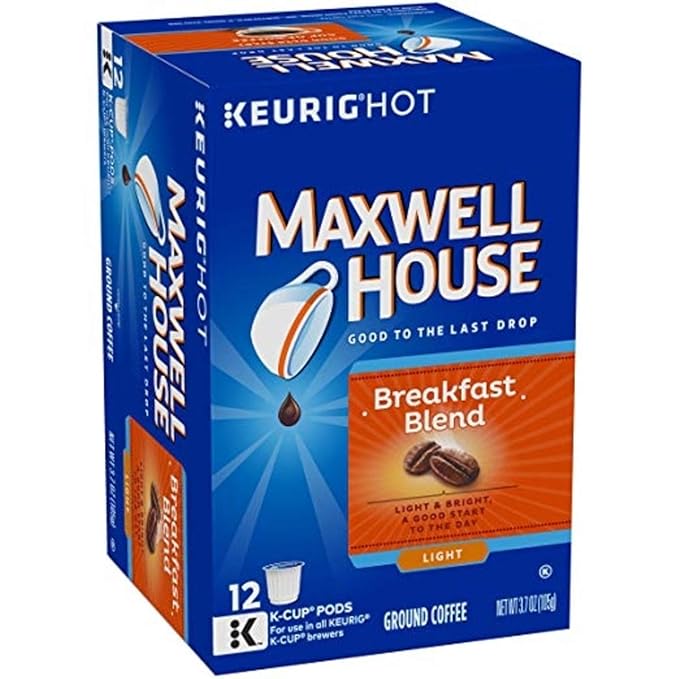 Maxwell House Breakfast Blend Light Roast K-Cup® Coffee Pods (72 ct Pack 6 Boxes of 12 Pods)