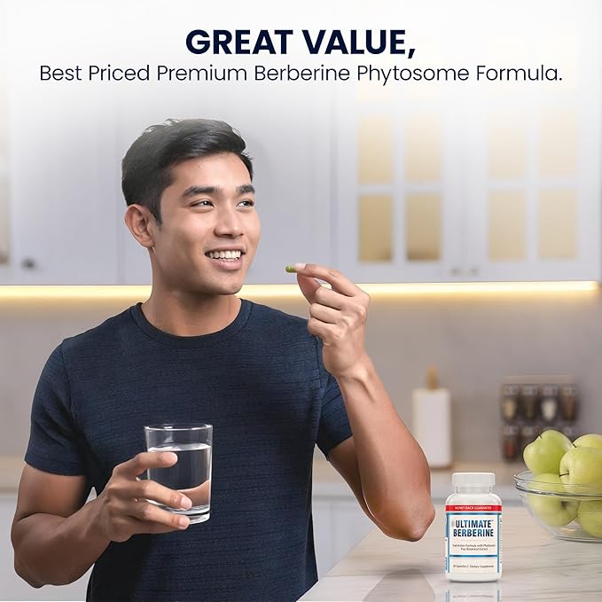 Ultimate Berberine Phytosome for Optimal Metabolic Health After 35 - 9.6X Absorption Dual Action Formula for Appetite &amp Gut Health - Immunity &amp Cholesterol Support - Clinical Dose &amp Third