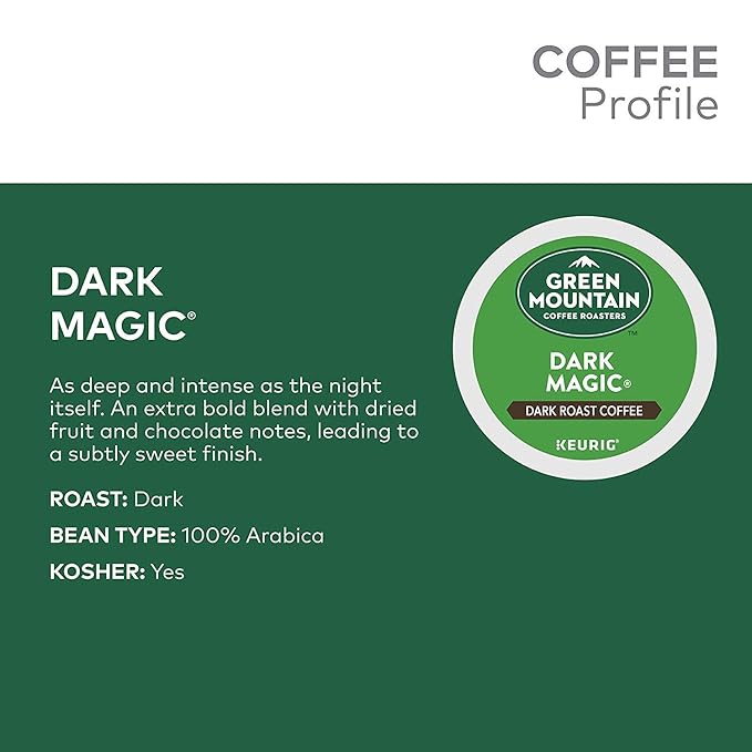 Green Mountain Coffee Roasters Dark Magic Keurig Single-Serve K-Cup Pods Dark Roast Coffee 144 Count