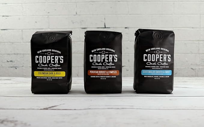 Gourmet Coffee Sampler Gift Box Set - Ground Coffee - 4 bags - 1lb Total and Cold Brew Coffee Box Set (Colombian Peruvian Guatemalan) Ground Coarse for Cold Brew - 6 Filter Bags Included - 1.5lbs