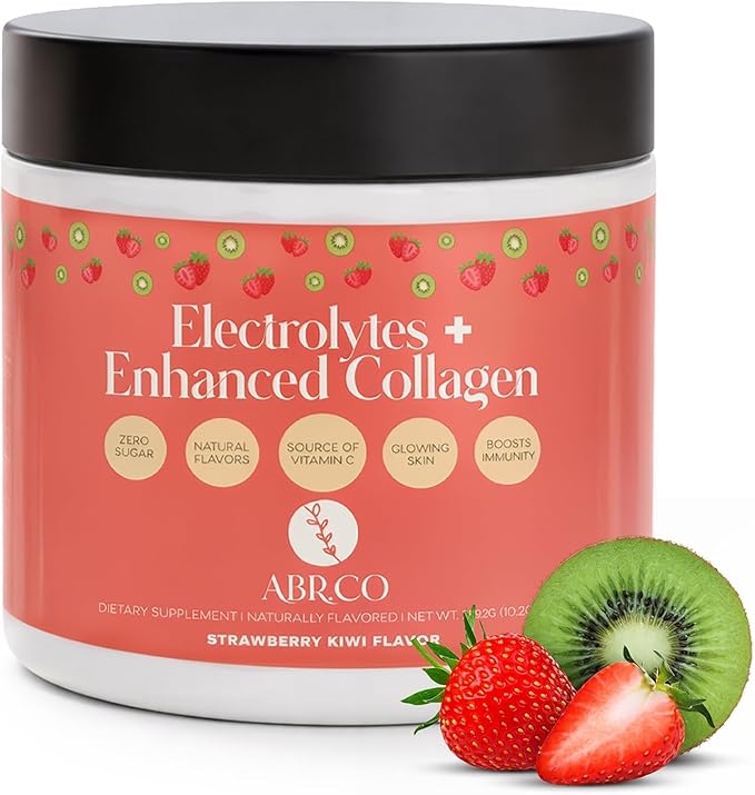 Electrolytes + Enhanced Collagen Zero Sugar Powder with Vitamin C - Muscle Recovery &amp Hydration Support - 30 Servings - Supports Immune &amp Joint Health - Keep Your Skin Looking Radiant &amp Hy