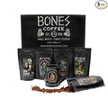 Bones Coffee Company Favorite Flavors Sample Pack Box Set with Specialty Coffee Mug 5 Assorted Single-Origin Low Acid Medium Roast Arabica Beans Flavored Coffee Gifts 4 oz Pack of 5 Ground