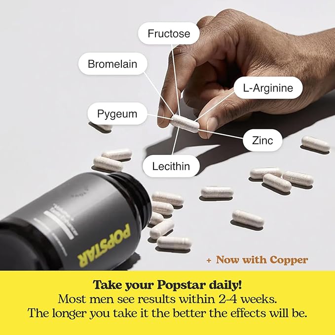 POPSTAR Labs Semen Volume Booster - Men's Semen Health &amp Fertility Supplement - Doctor Formulated to Increase Load Volume - Made in USA - Non-GMO Organic Vegan - 120 Capsules (1 Month Supply)