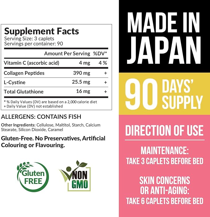 AFC Japan Collagen White Beauty with Marine Collagen Peptide Glutathione L-Cystine - 1.5X Better Absorption Than Other Collagen – Supports Skin Firmness &amp Radiance– 90 Days Supply
