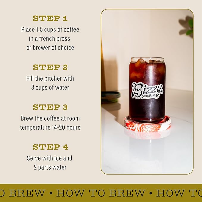 Bizzy Organic Cold Brew Coffee | Bundle | Coarse Ground Coffee | Light &amp Bright 1 LB + Breakfast Blend 1 LB | 2 Pack