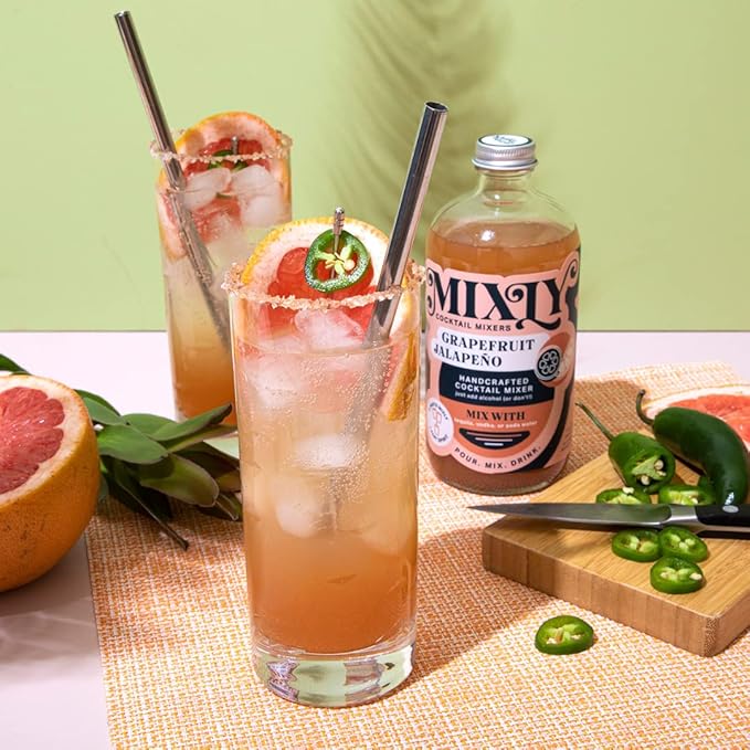 Mixly Grapefruit Jalapeño Mixer Spicy Margarita Mix Paloma Made with Fresh Squeezed Juice Ready to Drink Use with Vodka Tequila Soda Water 16 oz.