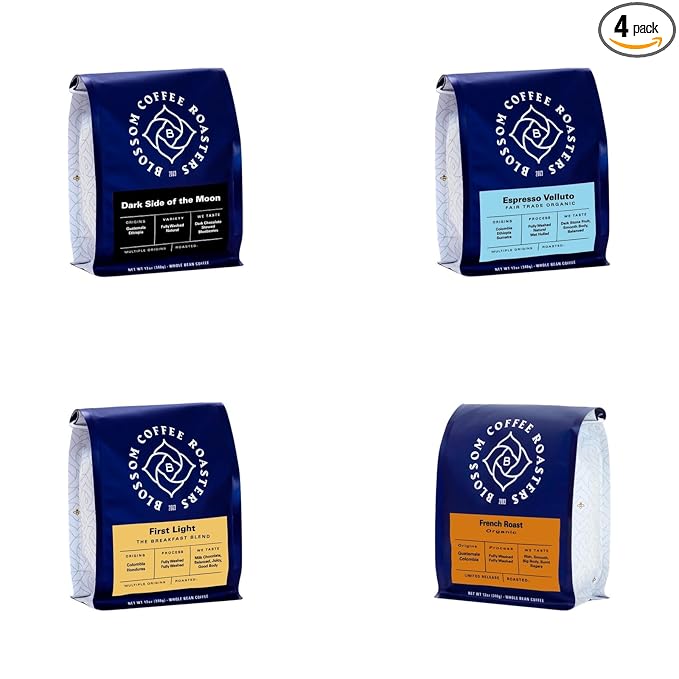 Bean Box Coffee Sampler - Roasted by Blossom 4-Pack Whole Bean Coffee Gourmet Coffee