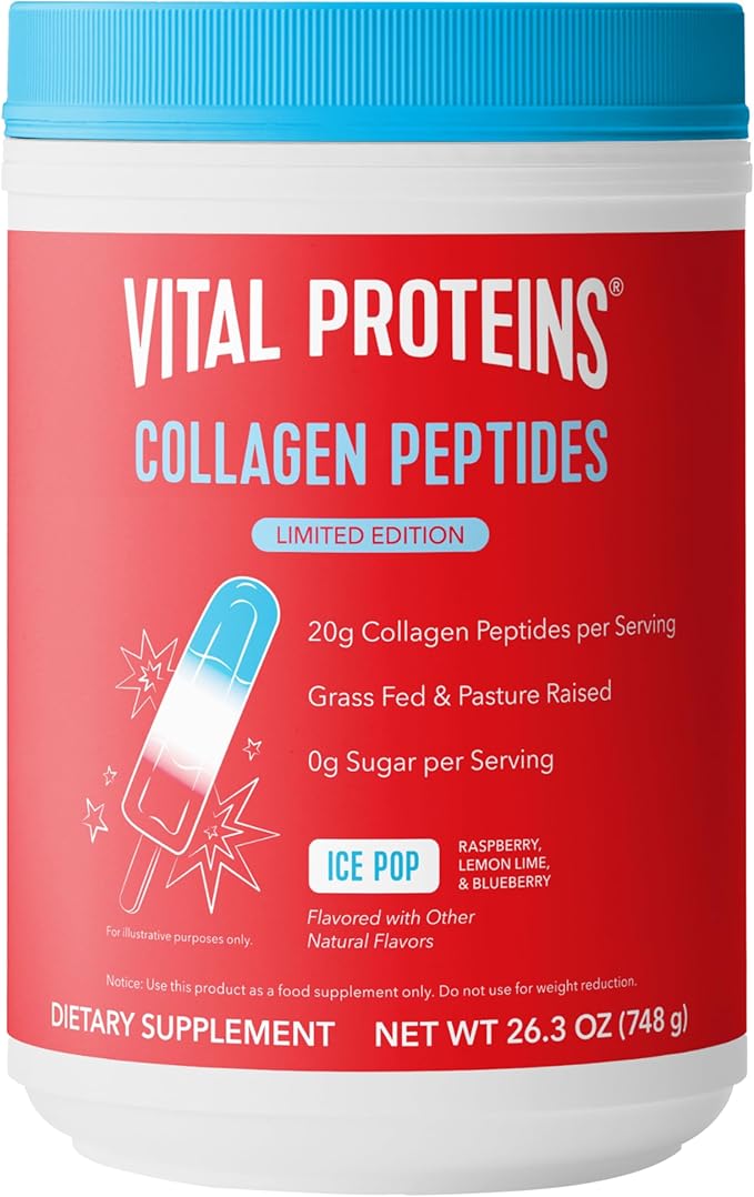 Vital Proteins Collagen Peptides Powder - Ice Pop Flavored Powder for Hair Nail Skin Bone &amp Joint Health 26.3oz