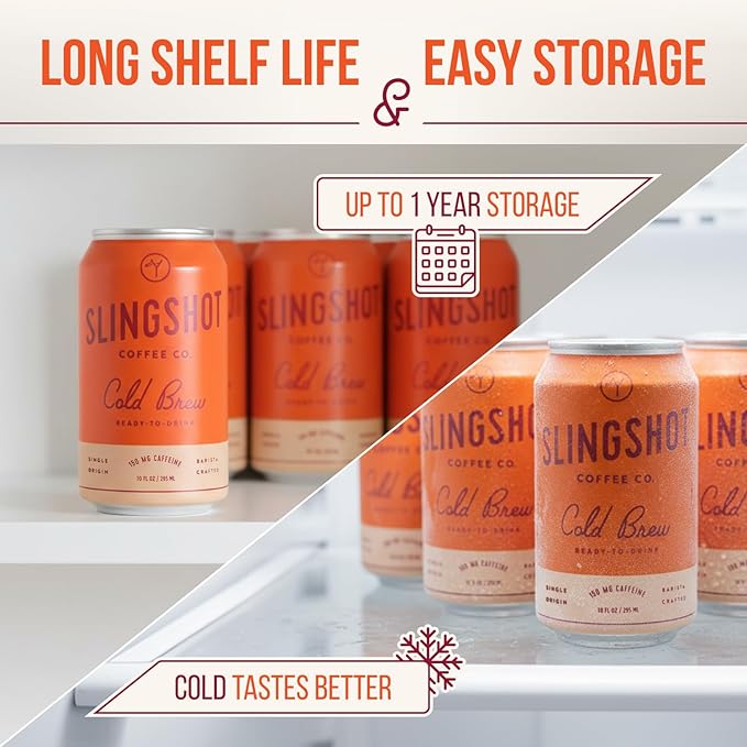 Organic Cold Brew Coffee 12-Pack – Single Origin Ethiopian Unsweetened Black Coffee Clean &amp Bright Flavor 150 mg Natural Caffeine Ready-to-Drink 10 oz Cans