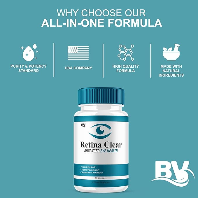 (5 Pack) Retina Clear Advanced Eye Health Supplement Retina Clear Max Strength Overall Vision &amp Wellness Supplement RetinaClear Advanced Vision Support and Eye Health Formula Pills (300 Capsules
