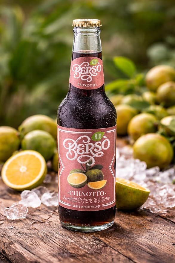 Berso Chinotto Italian Soda 4-Pack – Refreshing Citrus Soft Drink with Bold Bitter Orange Flavor – Premium Sparkling Beverage – Authentic Italian Chinotto Soda for Aperitivo &amp Cocktails