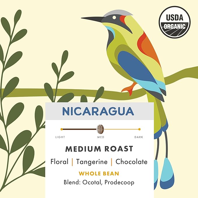 Pachamama Organic Coffee - Nicaragua Medium Roast Whole Bean Coffee - 2 lb - Farmer Owned &amp Regenerative
