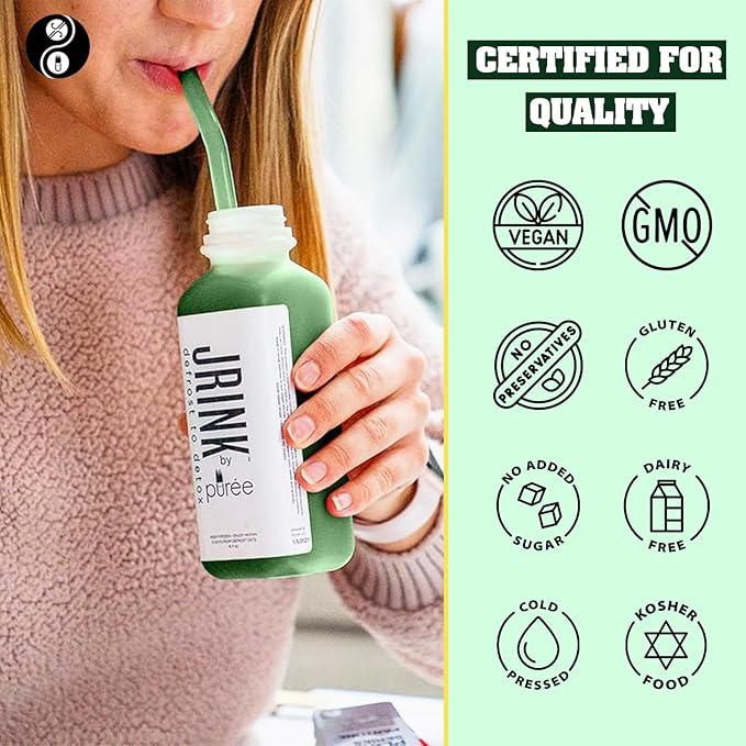 JRINK by Purée Organic Cucumber Juice Cold Pressed Detox Drink Healthy Cleanse with No Preservatives Fresh Raw Juice in HDPE Bottles Organic Fruit and Vegetable Cleanse Beverage 16oz Pack of 12
