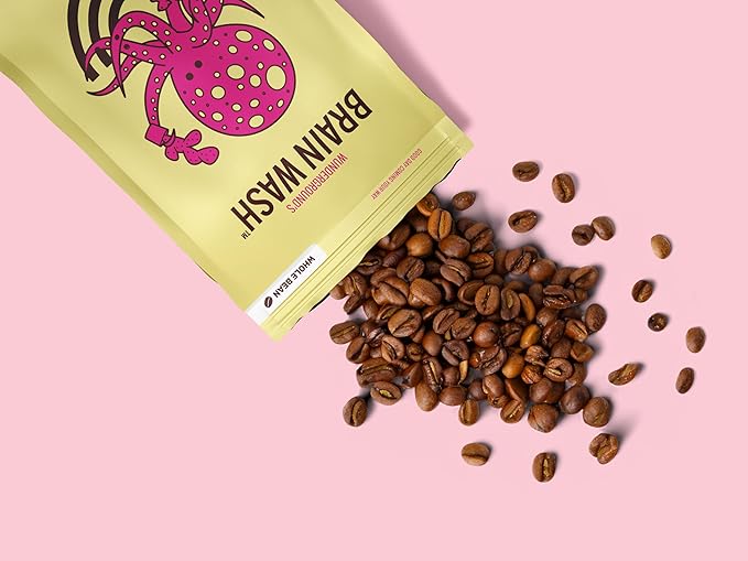 Wunderground's Brain Wash Medium Roast Organic Whole Bean Coffee with Mushroom SuperBoost (1 kg Bag)