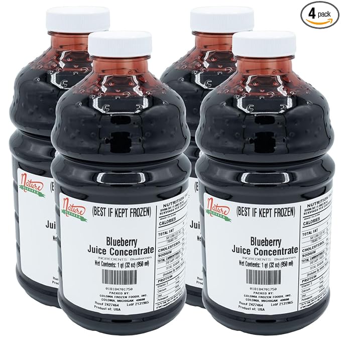 Nature Blessed 100% Blueberry Fruit Juice Concentrate - 4 Quarts (4/32 fl oz bottles) Great for Brewing Beer Wine Ale Mead Smoothies or Jelly