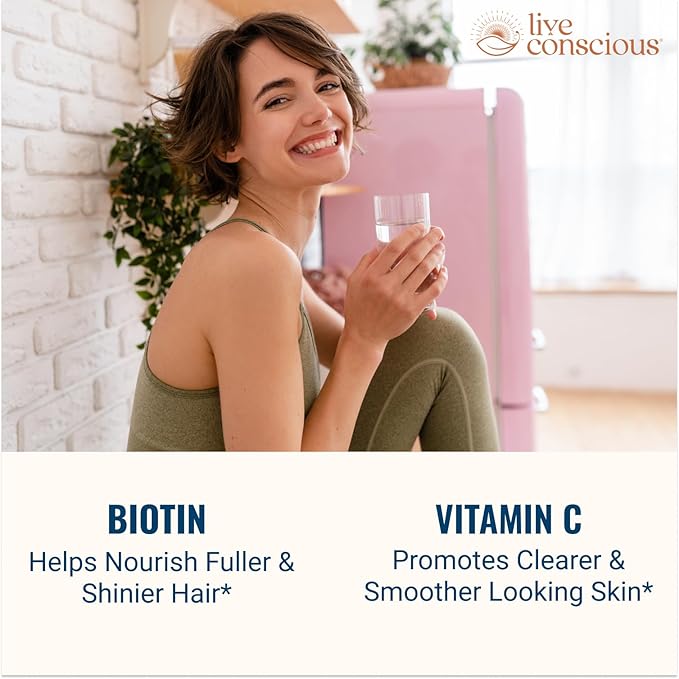 Live Conscious Beyond Collagen Multi Collagen Capsules - Types I II III V &amp X - Hydrolyzed Blend with Biotin &amp Vitamin C for Hair Skin Nails 90 Capsules