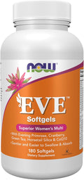 NOW Foods Supplements Eve™ Women's Multivitamin with Evening Primrose Cranberry Green Tea Horsetail Silica &amp CoQ10 180 Softgels