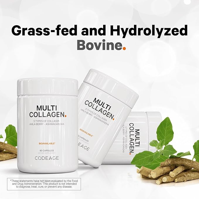 Codeage Multi Collagen Protein Capsules &amp Probiotics for Women Bundle | Multi Collagen Pills Collagen Types I II II V &amp X 90 Count | Prebiotics &amp Probiotics for Women - Soy &amp Dair